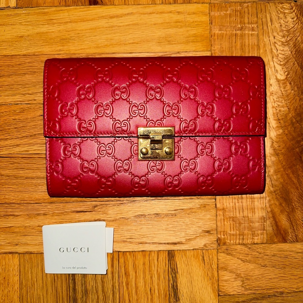Gucci Red Leather Clutch